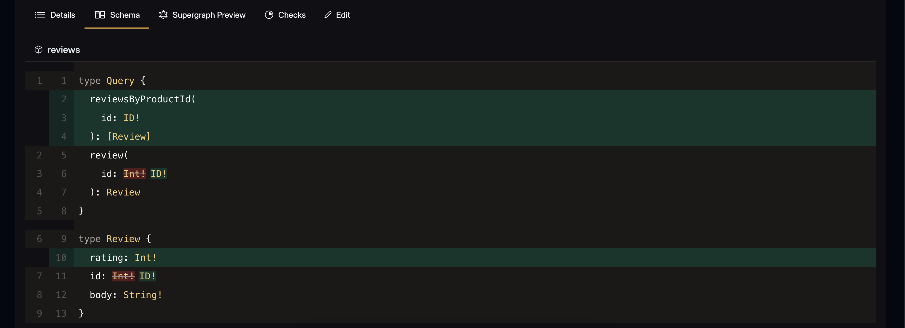 Schema Proposal schema tab
